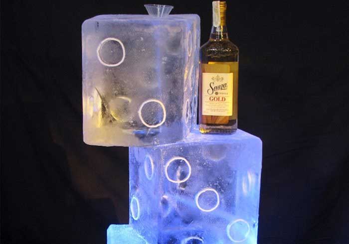 Picture of giant dice ice sculpture