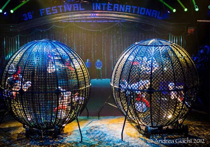 Two globes of death at an event
