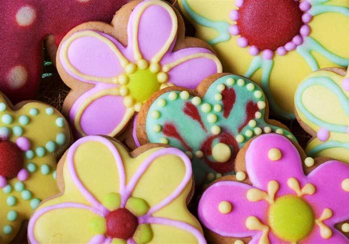 Decorated cookies with icing