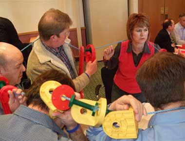 People playing a team building game