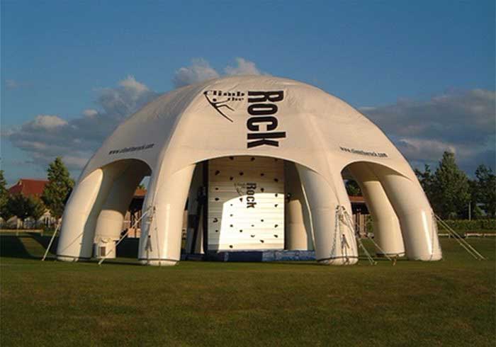 Rotating Climbing Wall under an inflatable tent